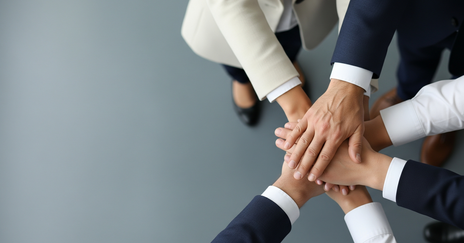 Hands joining across a polished table, celebrating a breakthrough agreement.