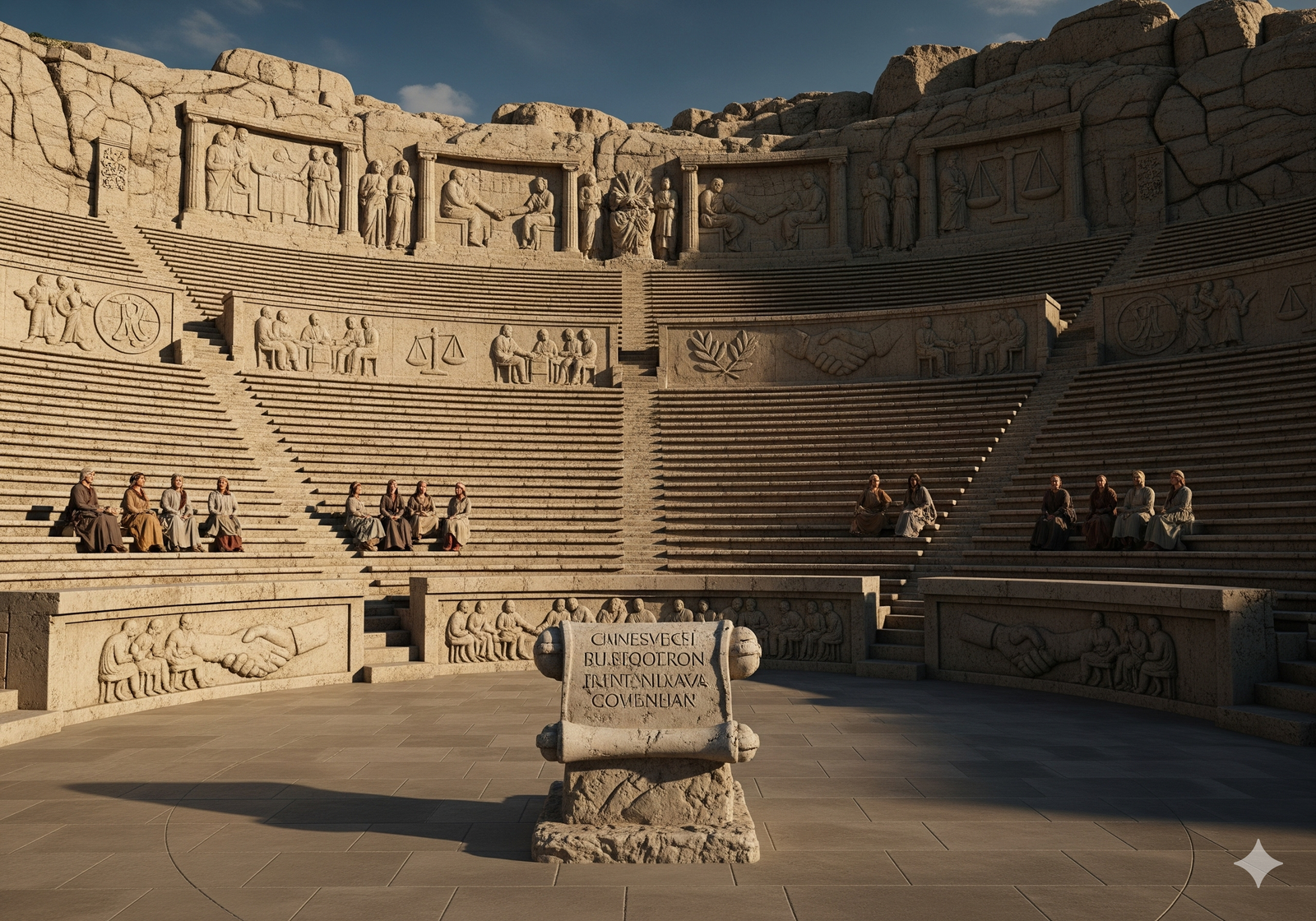 A curated library of policy manuals and digital training modules arranged on a minimalist table.